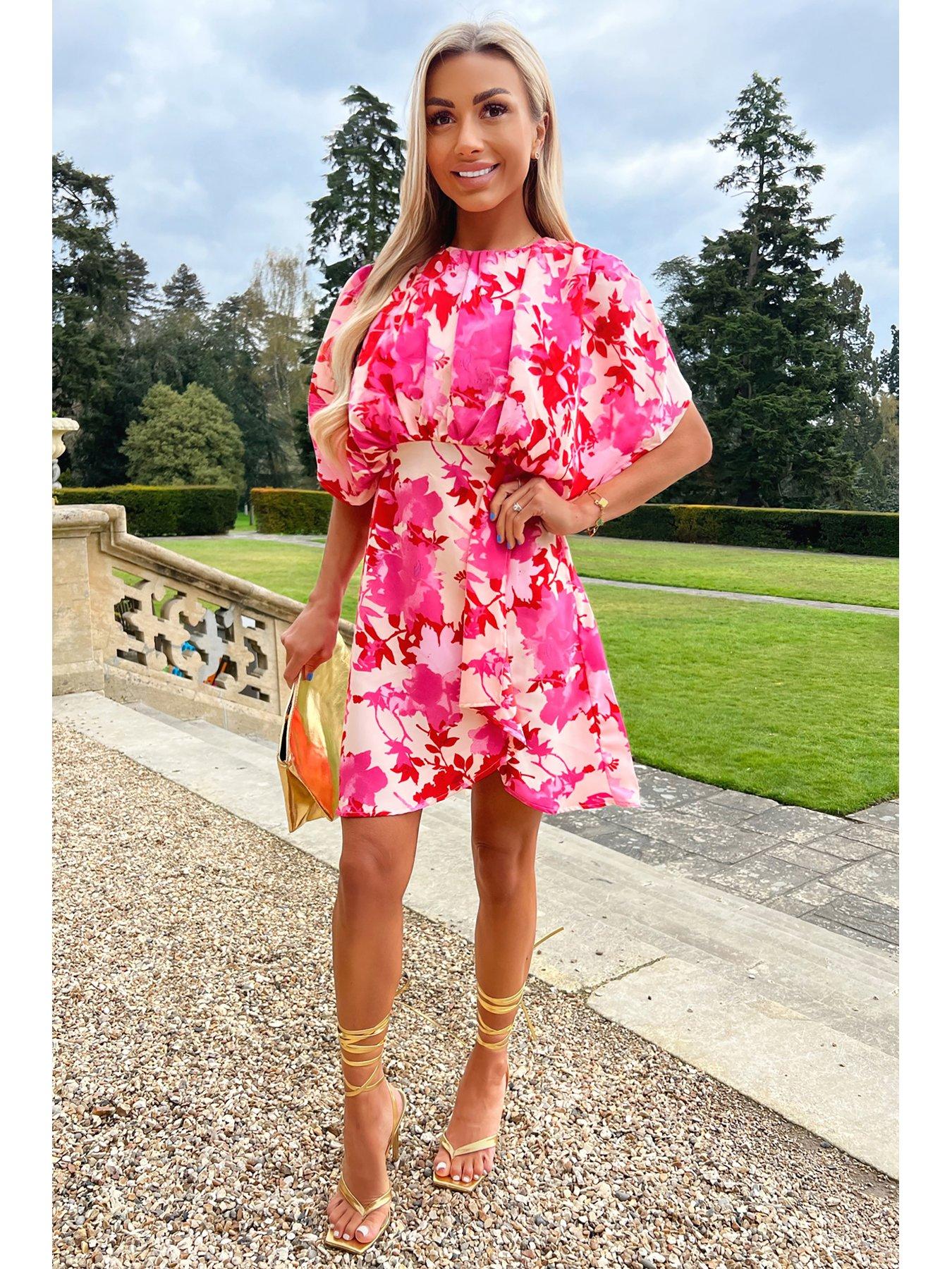  image of ax-paris-printed-mini-dress-pinkred-floral