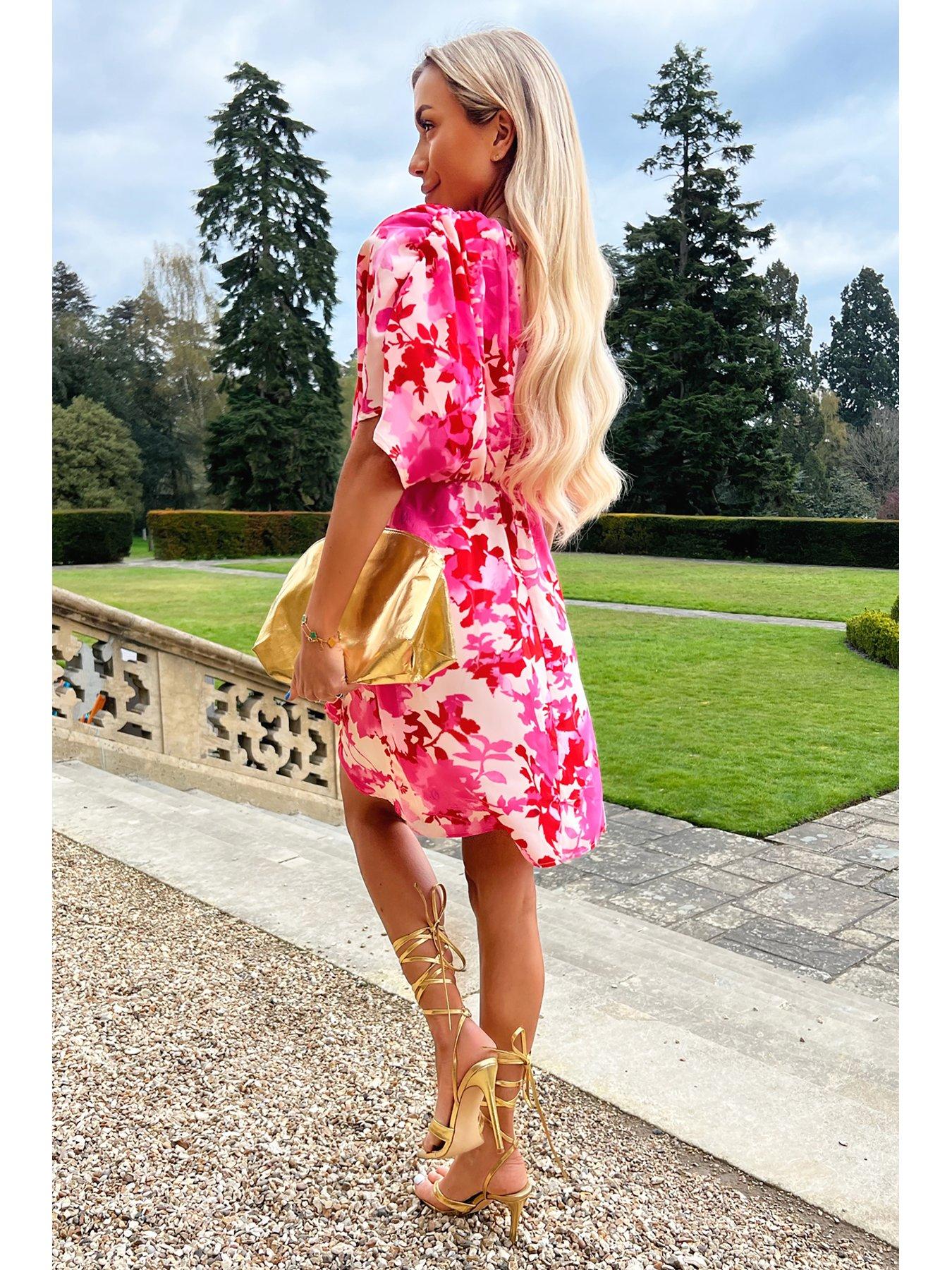  image of ax-paris-printed-mini-dress-pinkred-floral