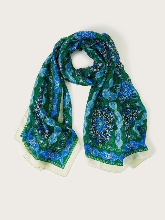 front image of monsoon-floral-silk-beach-scarf
