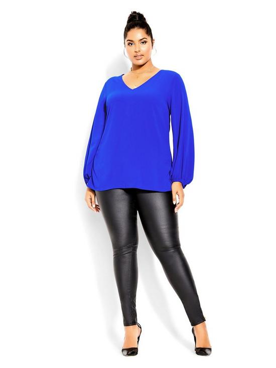 front image of city-chic-pippa-top-blue