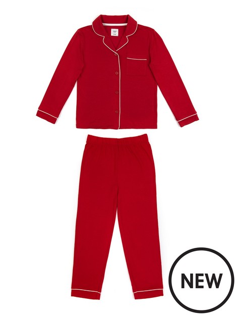 chelsea-peers-unisex-kids-modal-button-up-pyjama-set-red