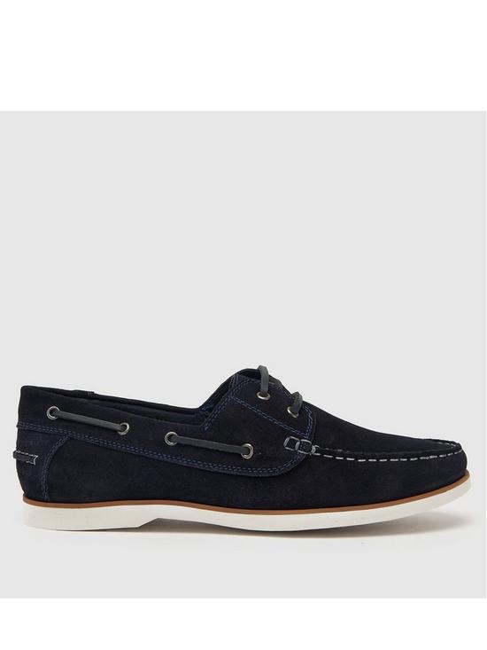 front image of schuh-pearson-suede-boat-shoes-navy