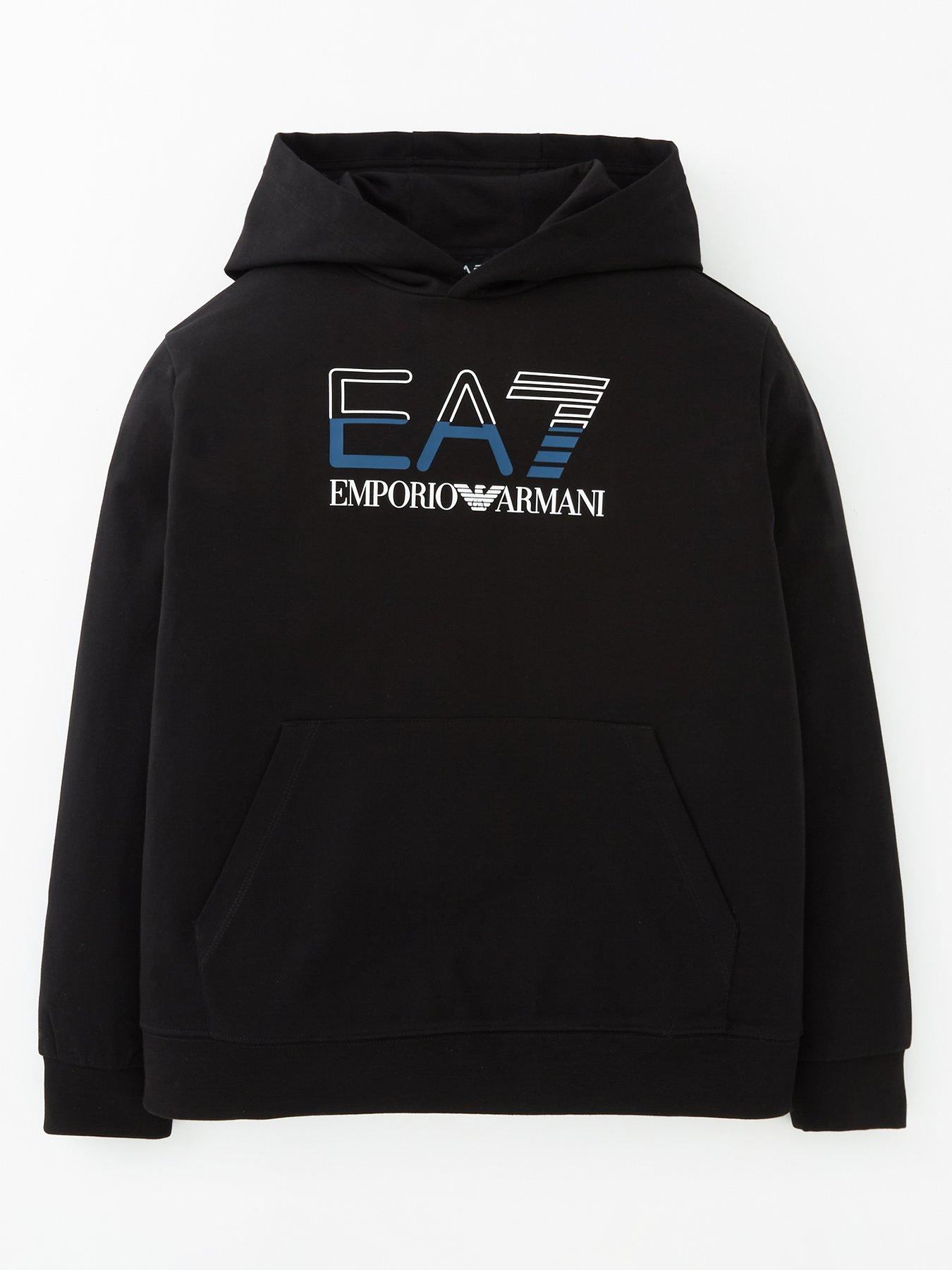 Ea7 emporio armani logo hoodie best sale black