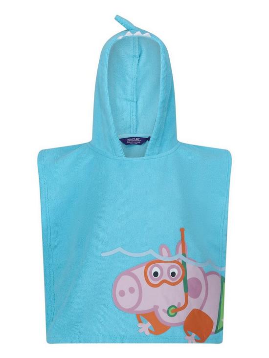 front image of regatta-kids-peppa-pig-hooded-beach-towel-blue