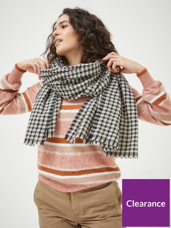 stillFront image of fatface-gingham-check-scarf-black