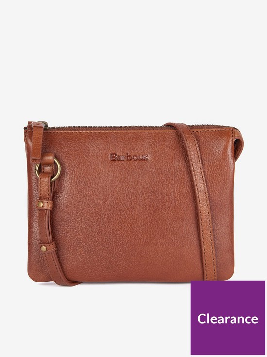 front image of barbour-lochy-leather-crossbody-bag-brown
