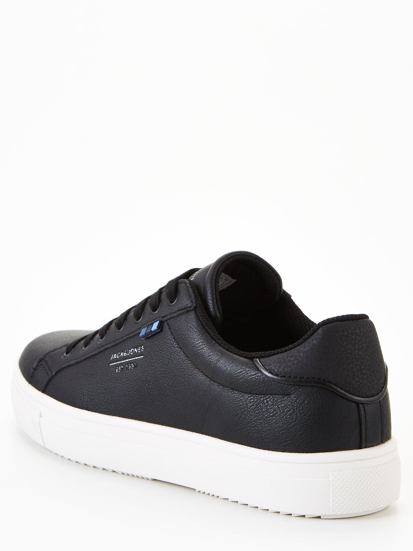 Jack Jones Faux Leather Lace Up Trainers Black Littlewoods