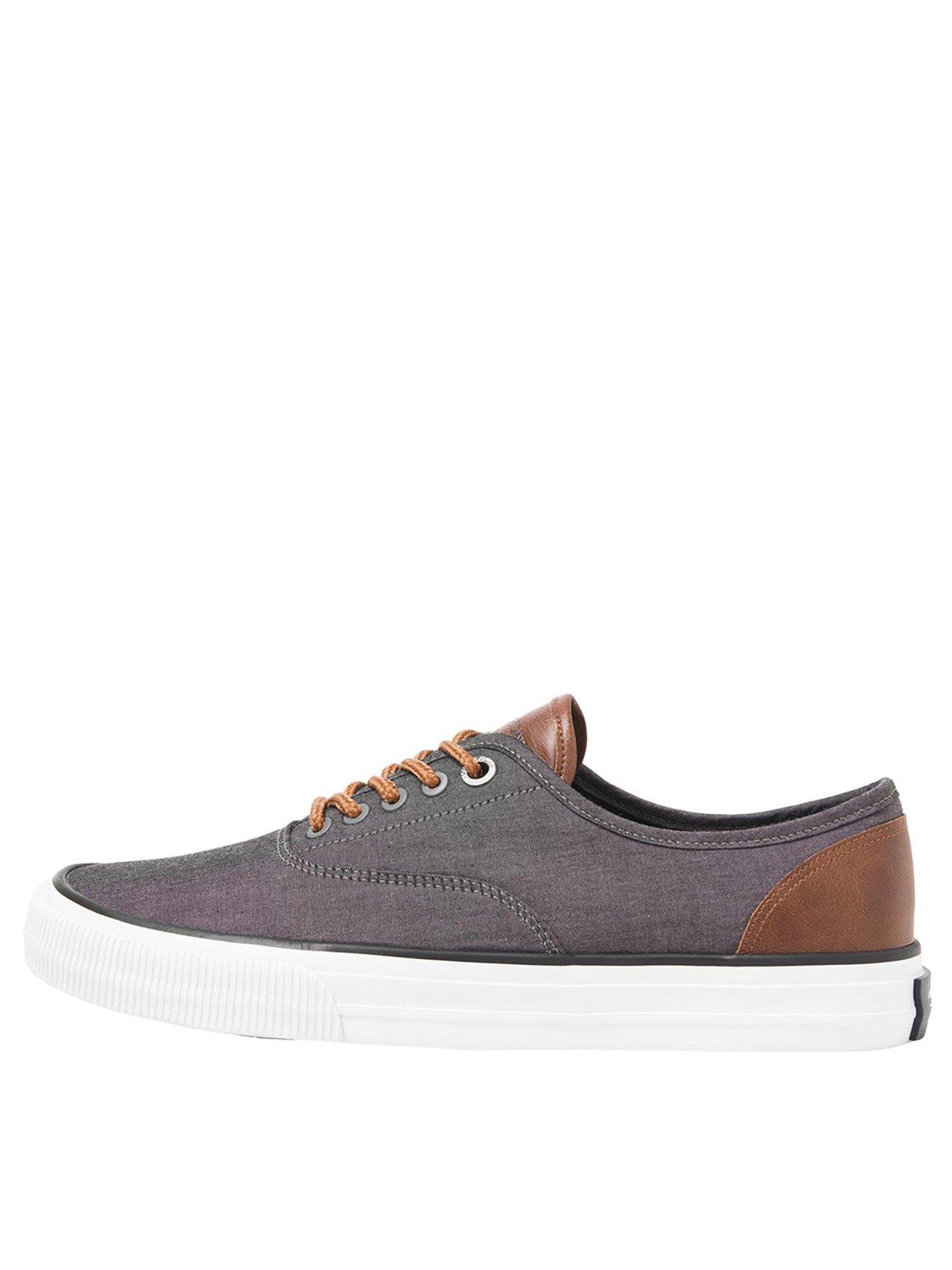 image of jack-jones-canvas-lace-up-trainers-dark-grey
