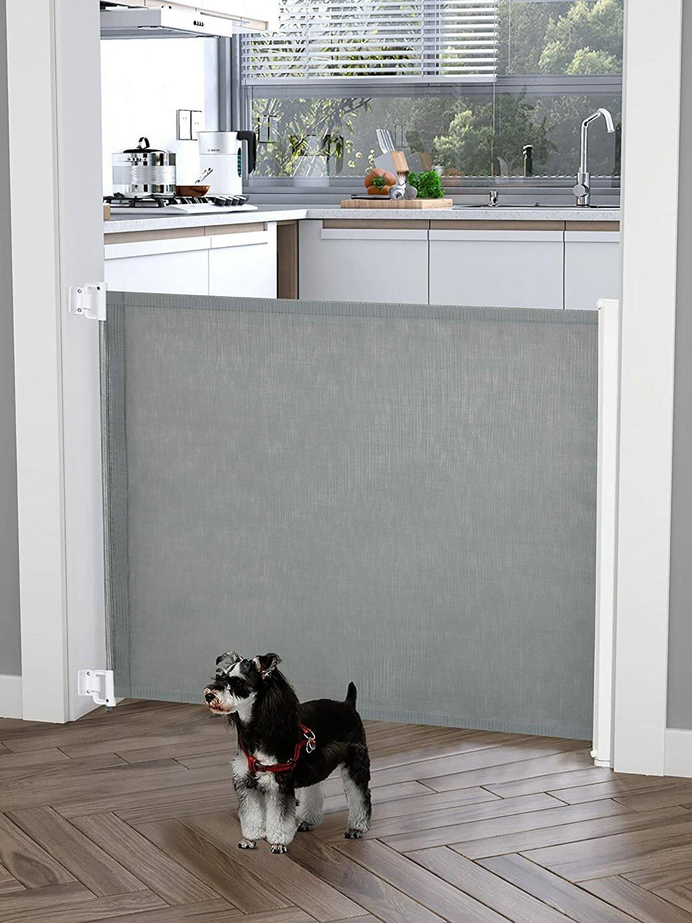 Pet Safety Gate Retractable Dog Barrier Folding Home Doorway Stair