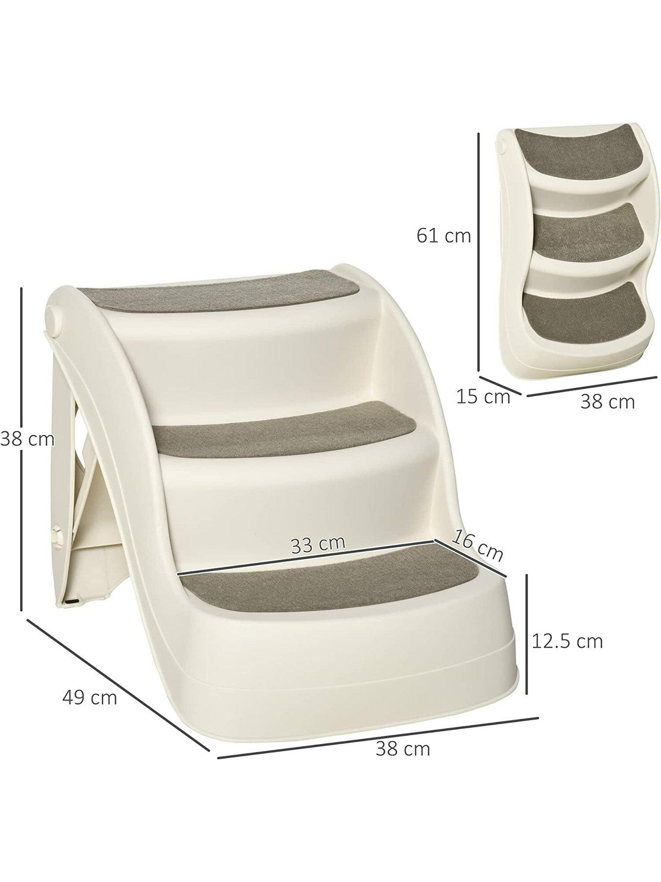 PawHut Foldable Pet Stairs Portable Dog Steps 3Step Design with Non