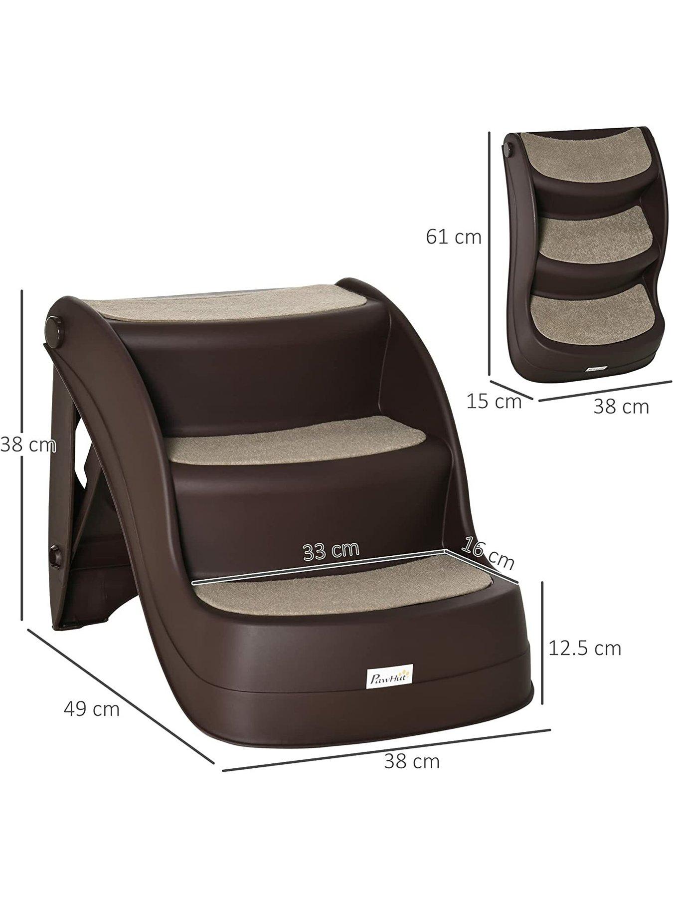PawHut Foldable Pet Stairs Portable Dog Steps 3Step Design with Non