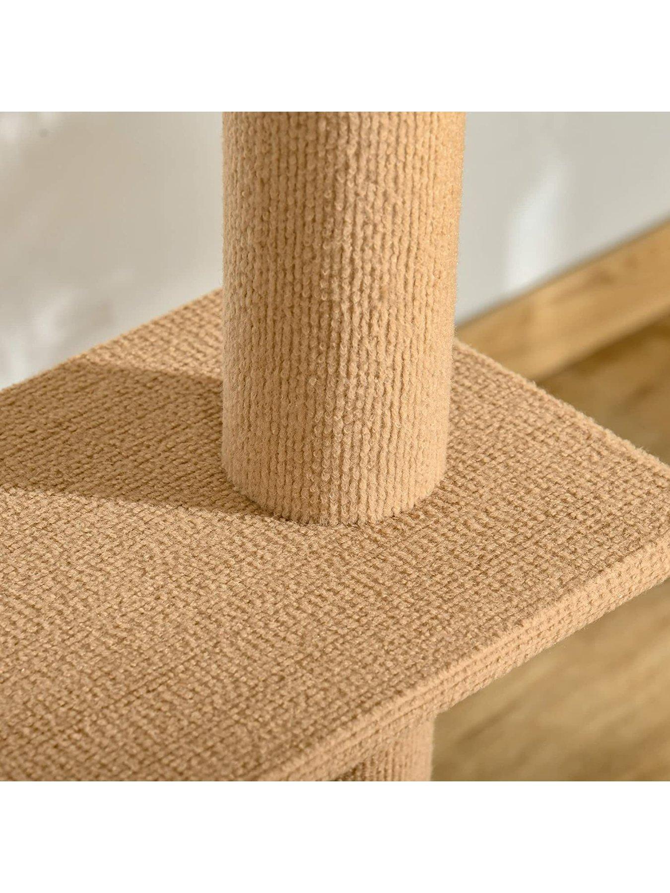  image of pawhut-260cm-floor-to-ceiling-cat-tree-w-3-perches-flannel-upholstery-kitten-brown