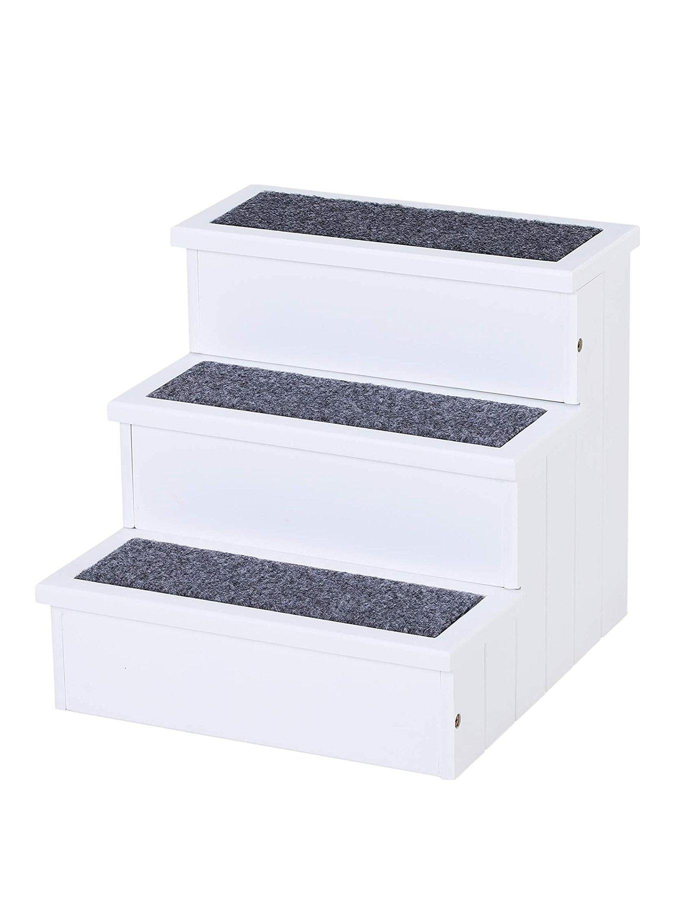 undefined Pet 3-step Stairs Ramp Wood Carpet Non Slip