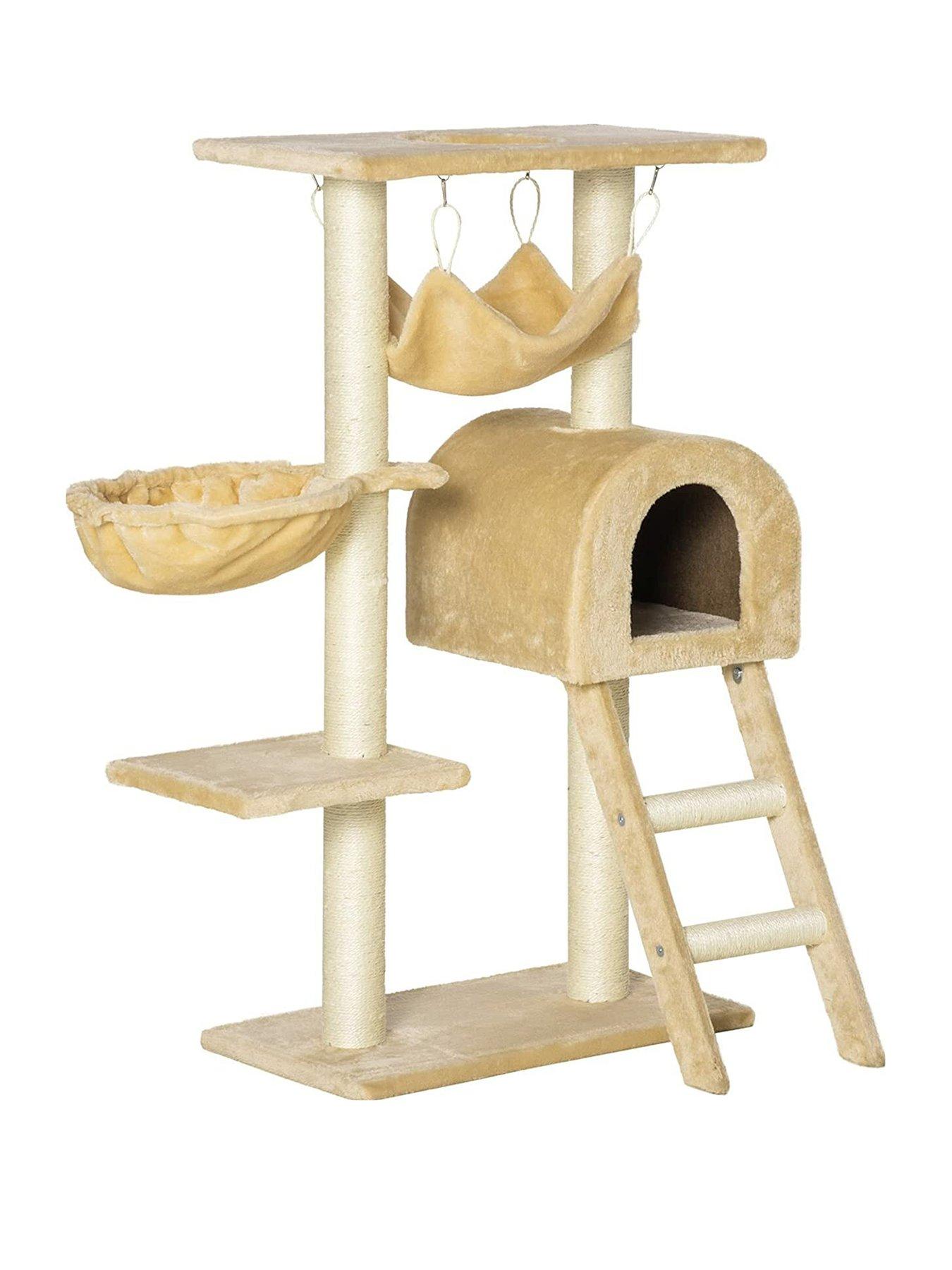 undefined Cat Tree Tower Kitten Activity Center Scratching Post w/Hammock Condo Bed Basket