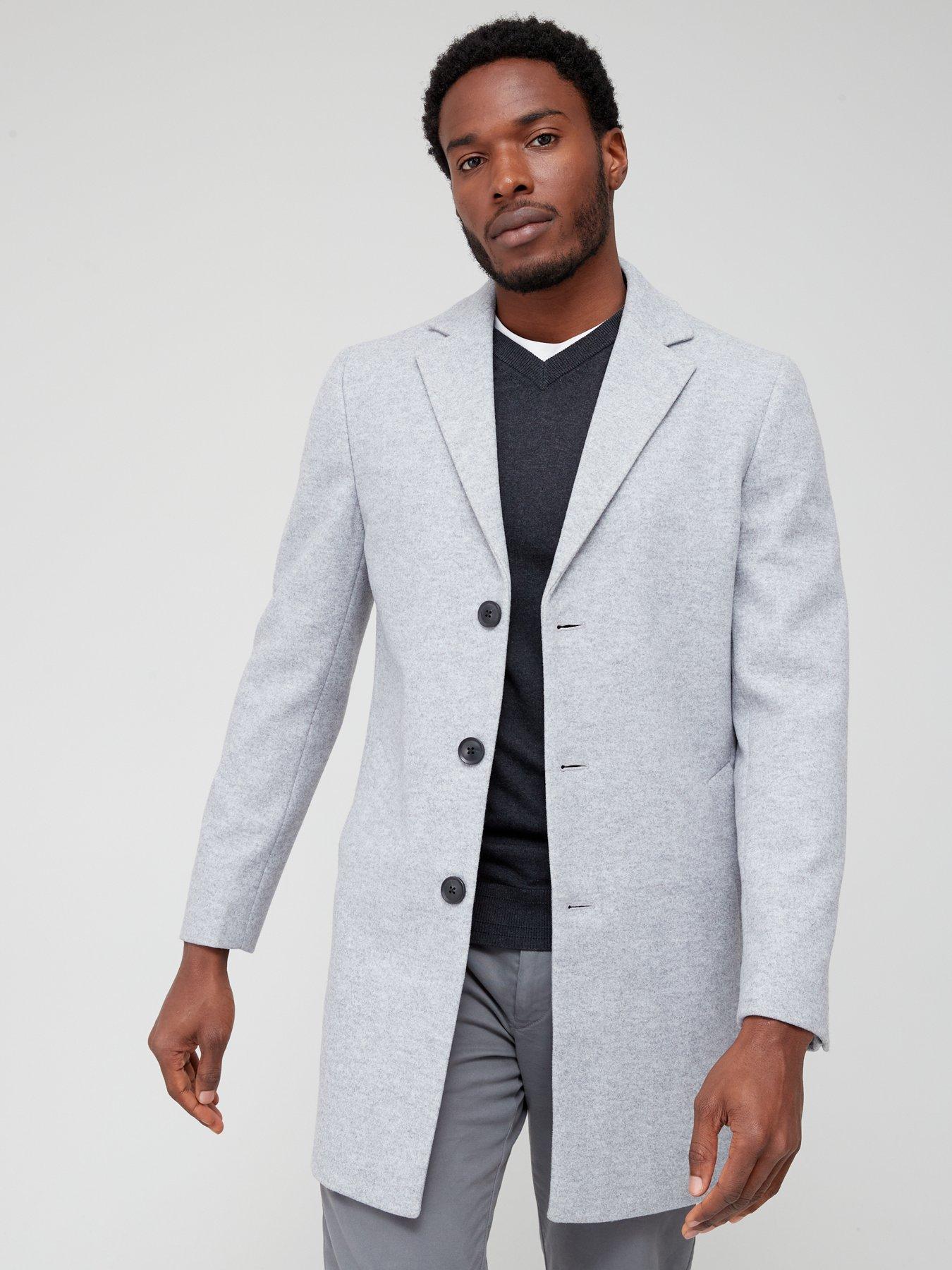 Very Man Faux Wool Over Coat - Grey | littlewoods.com