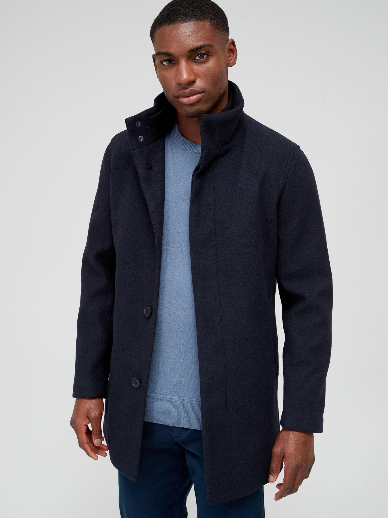 Grey funnel neck outlet coat mens