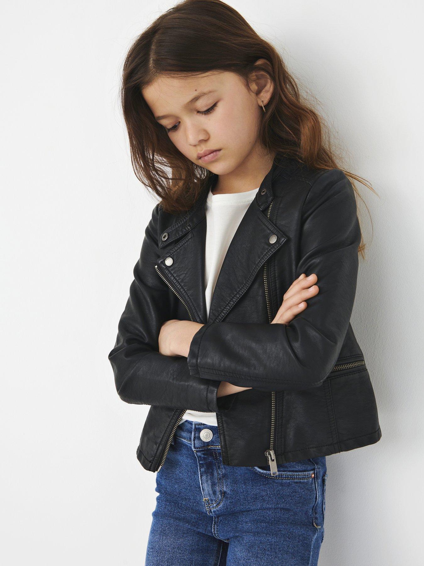 Girl in clearance black leather jacket