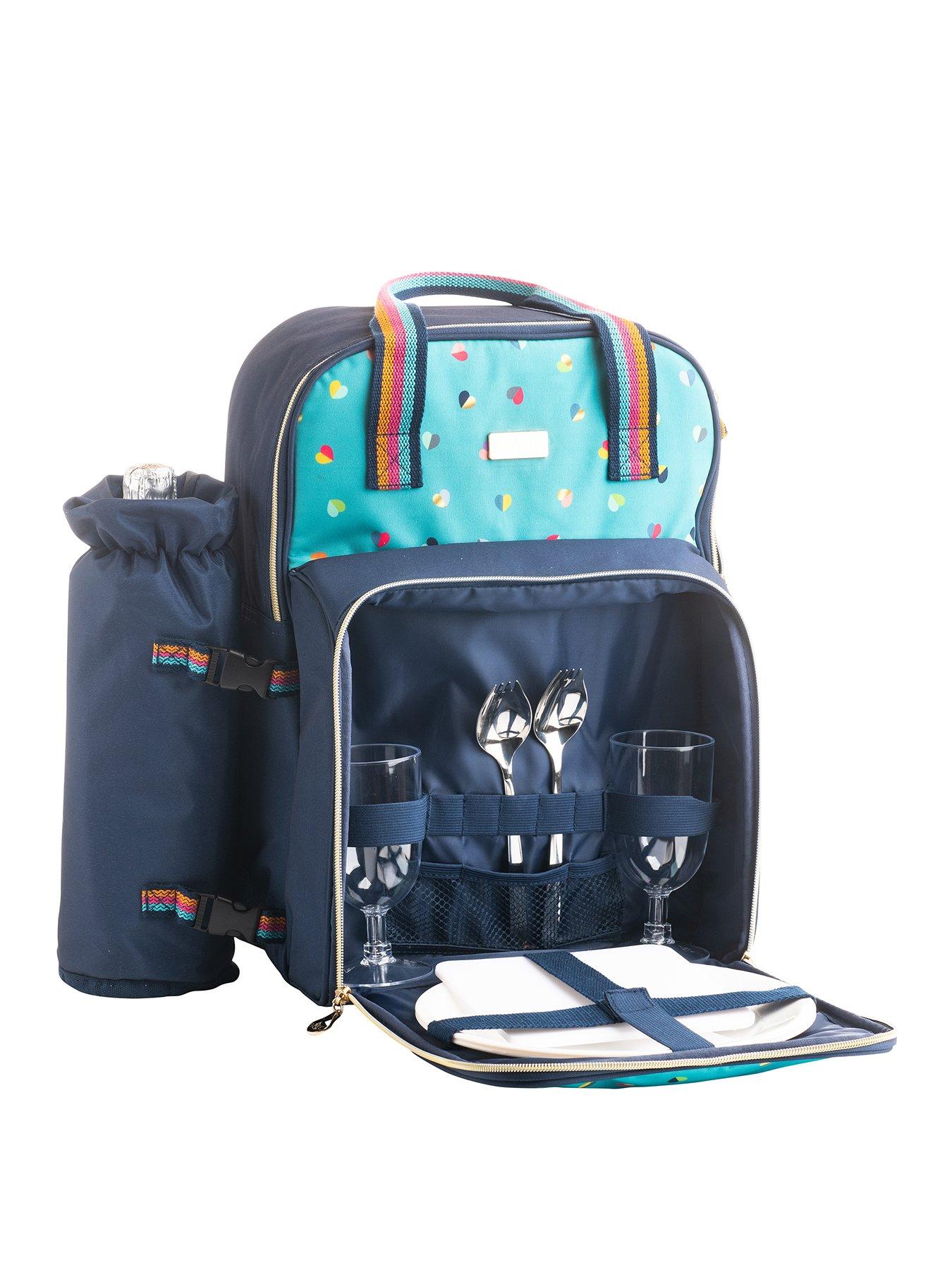  image of beau-elliot-confetti-mini-insulated-2-person-filled-picnic-backpack-set-with-bottle-holder-16l