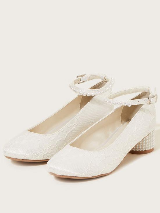 front image of monsoon-girls-lace-pearly-heel-shoes-ivory