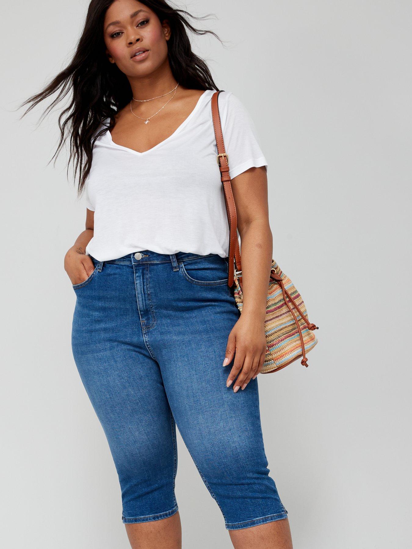 High Waisted Cropped Skinny Jean - Mid Wash