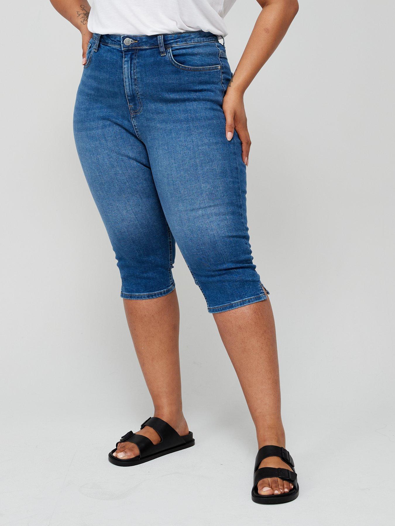  image of v-by-very-curve-high-waisted-cropped-skinny-jean-mid-wash