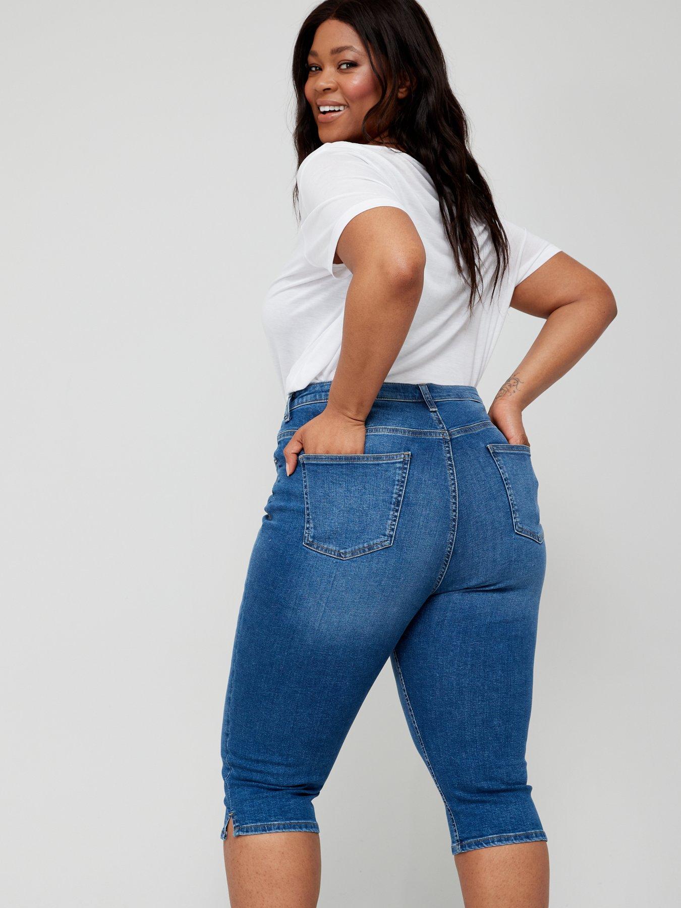  image of v-by-very-curve-high-waisted-cropped-skinny-jean-mid-wash