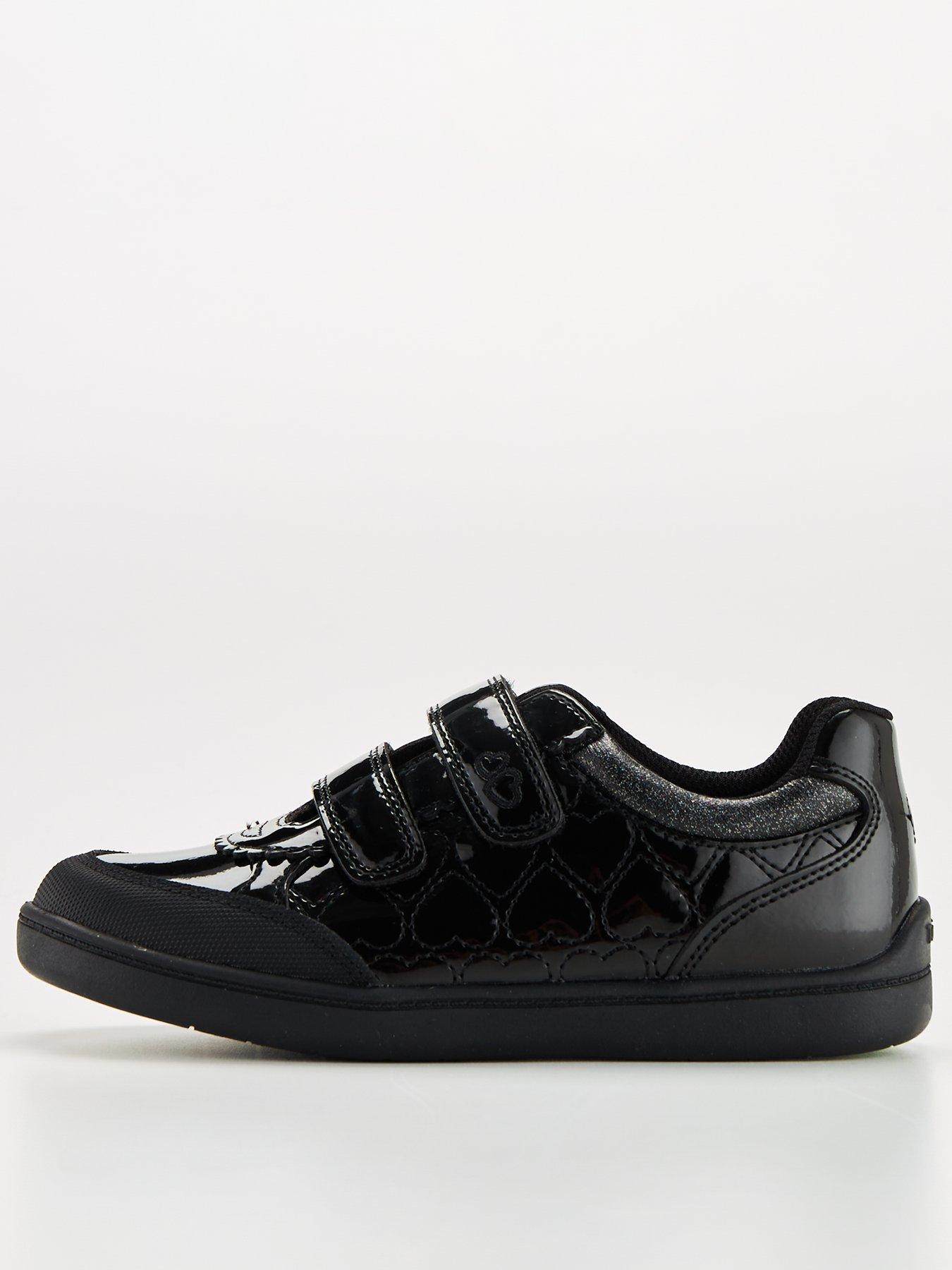 The Very Collection ToeZone Girls Leather Heart Strap Trainers - Black