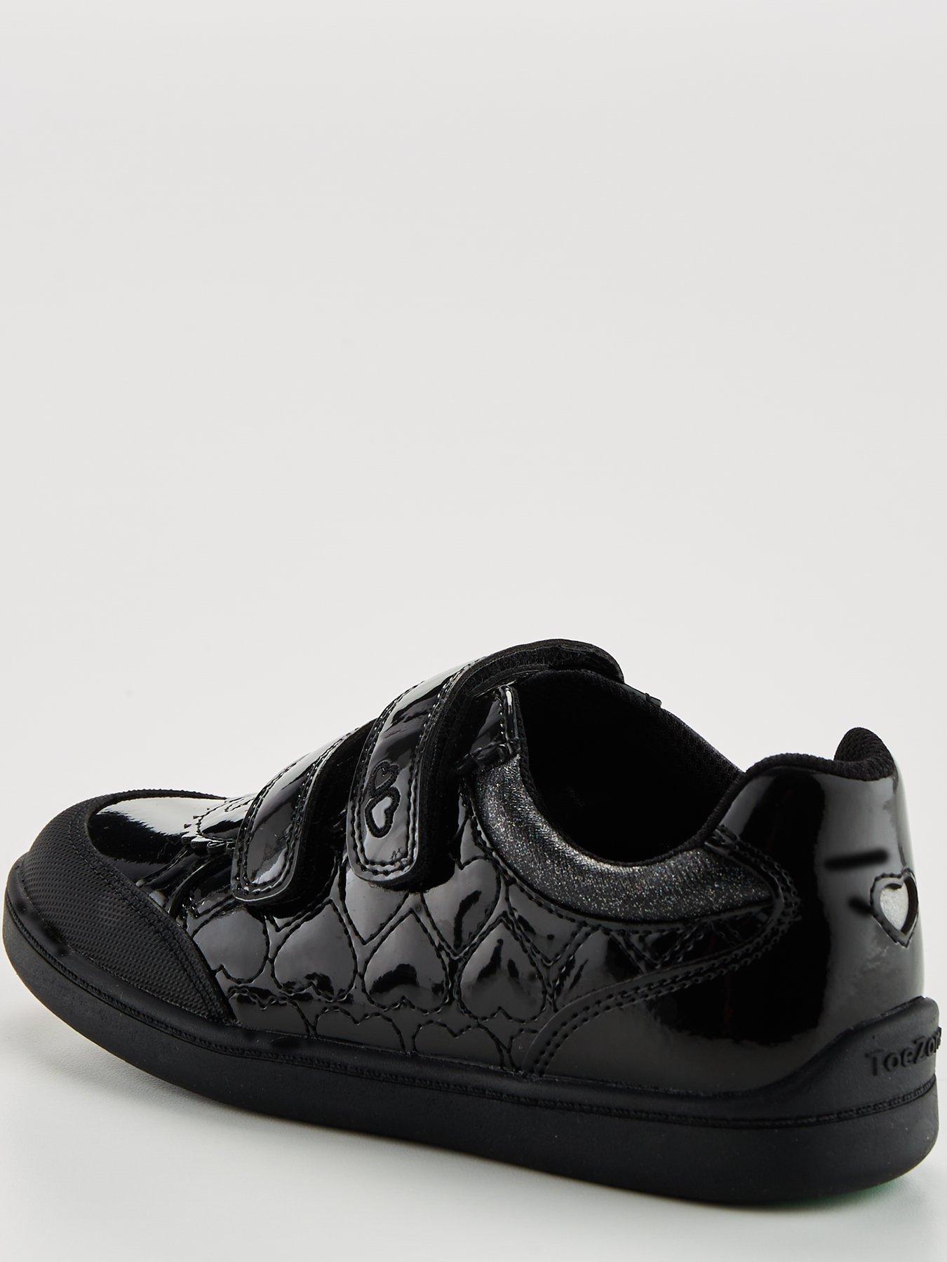  image of v-by-very-toezone-girls-leather-heart-strap-trainers-black
