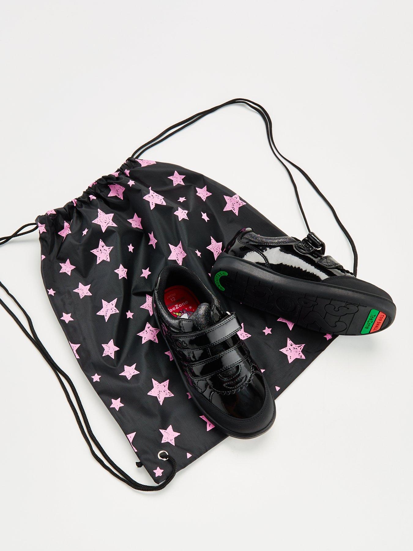  image of v-by-very-toezone-girls-leather-heart-strap-trainers-black