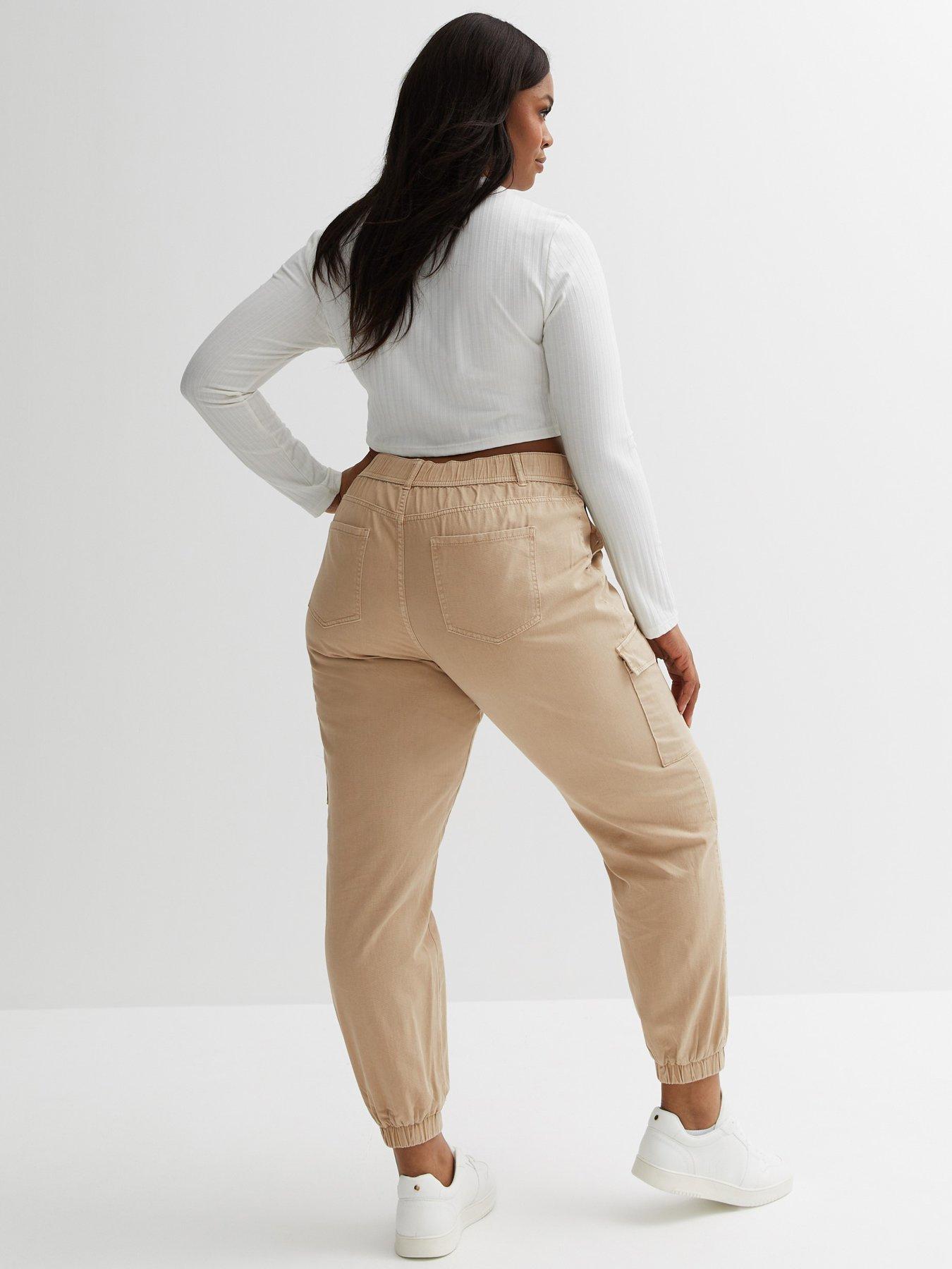 Petite Stone High Waist Cuffed Cargo Trousers