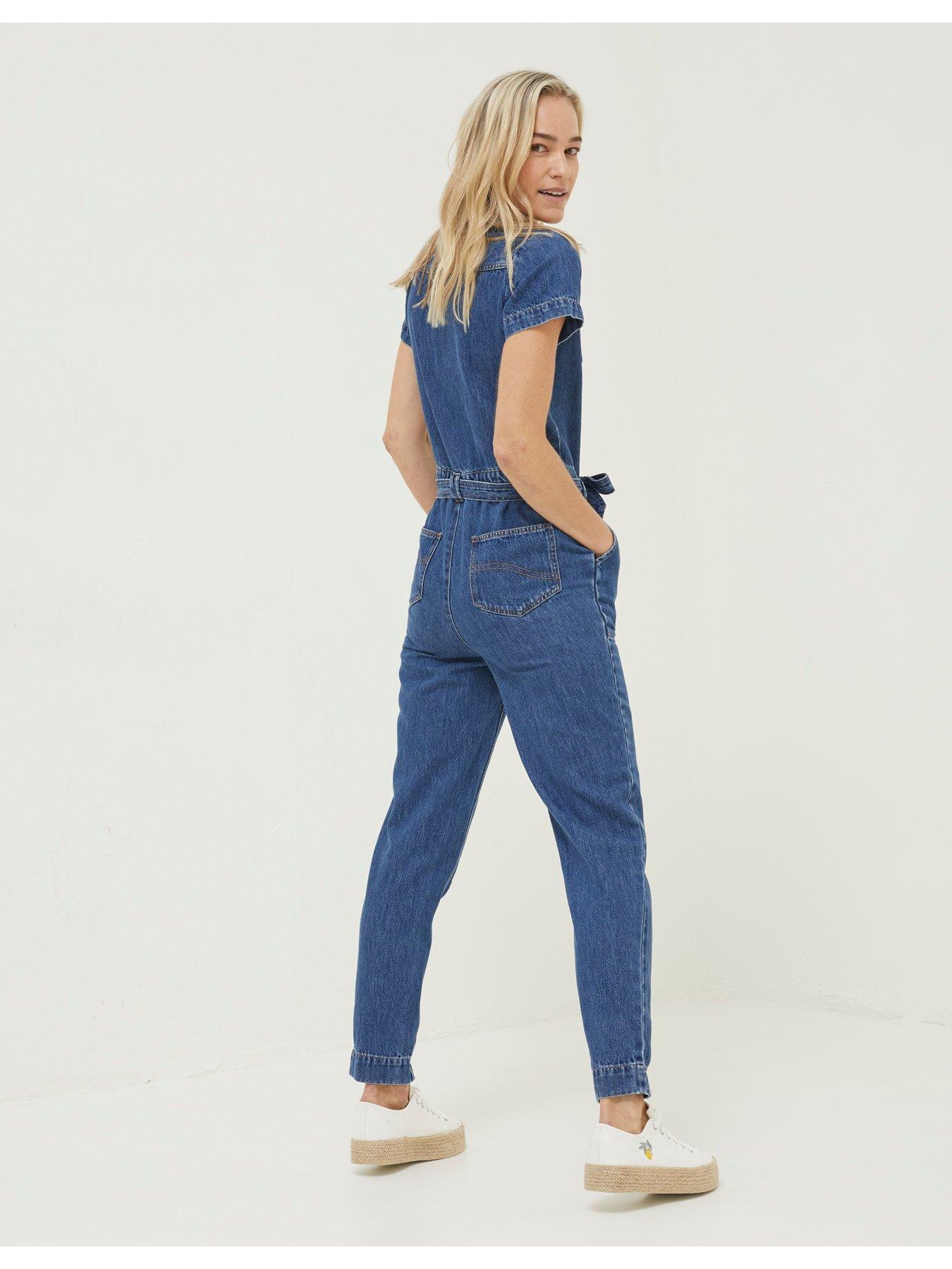 V by Very Denim Utility Jumpsuit - Blue