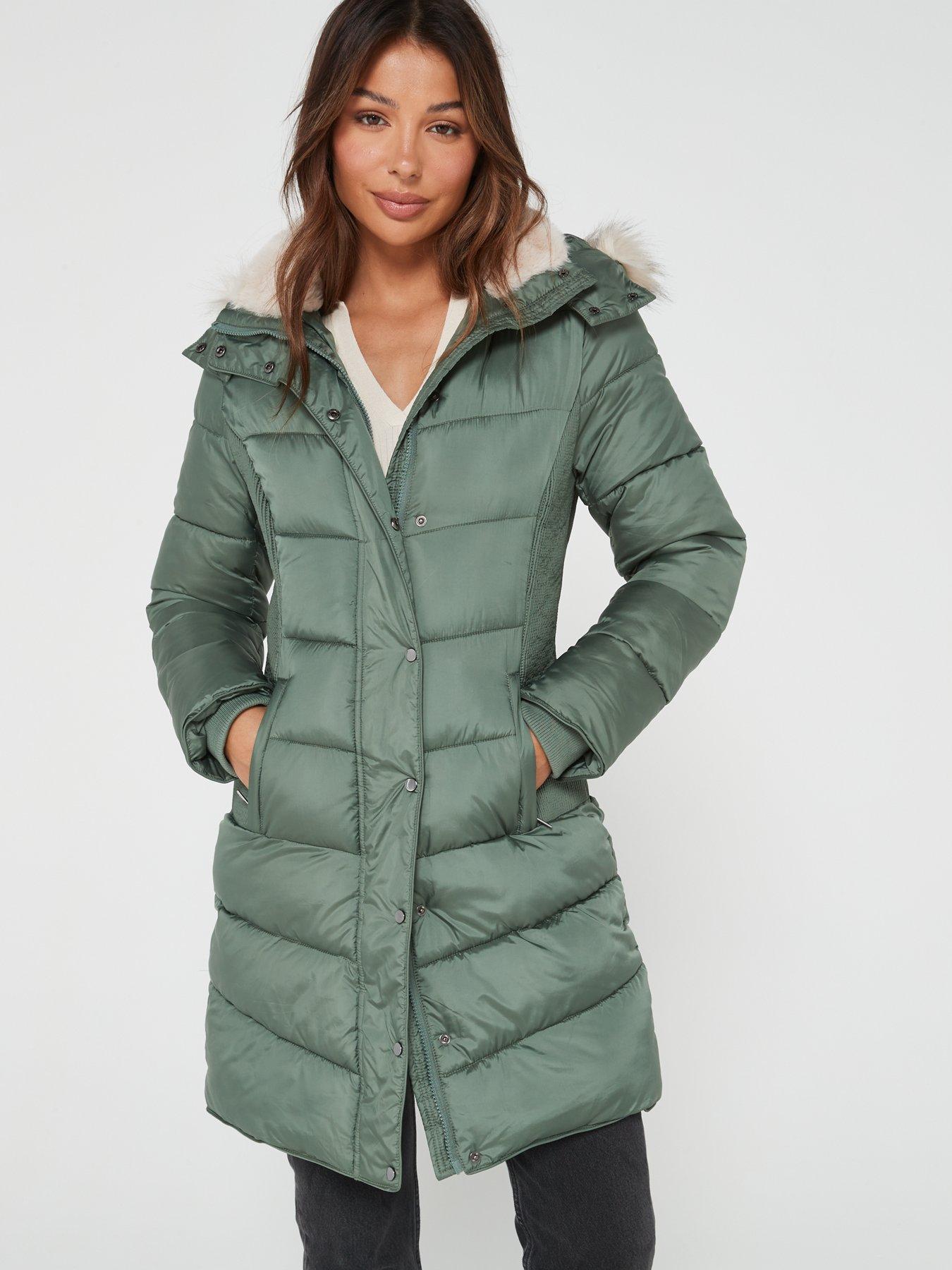 Padded store green coat