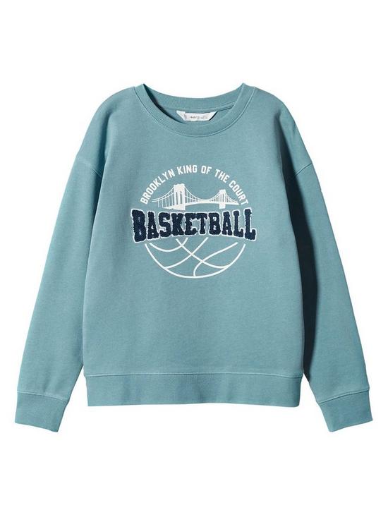front image of mango-boys-basketball-sweatshirt-blue