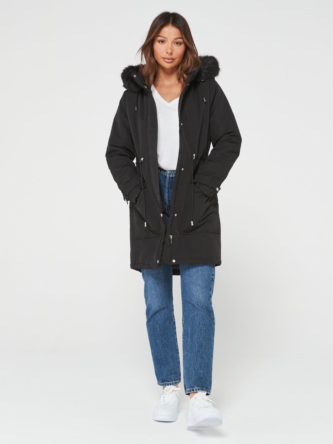 New Look Khaki Faux Fur Lined Hooded Parka Jacket