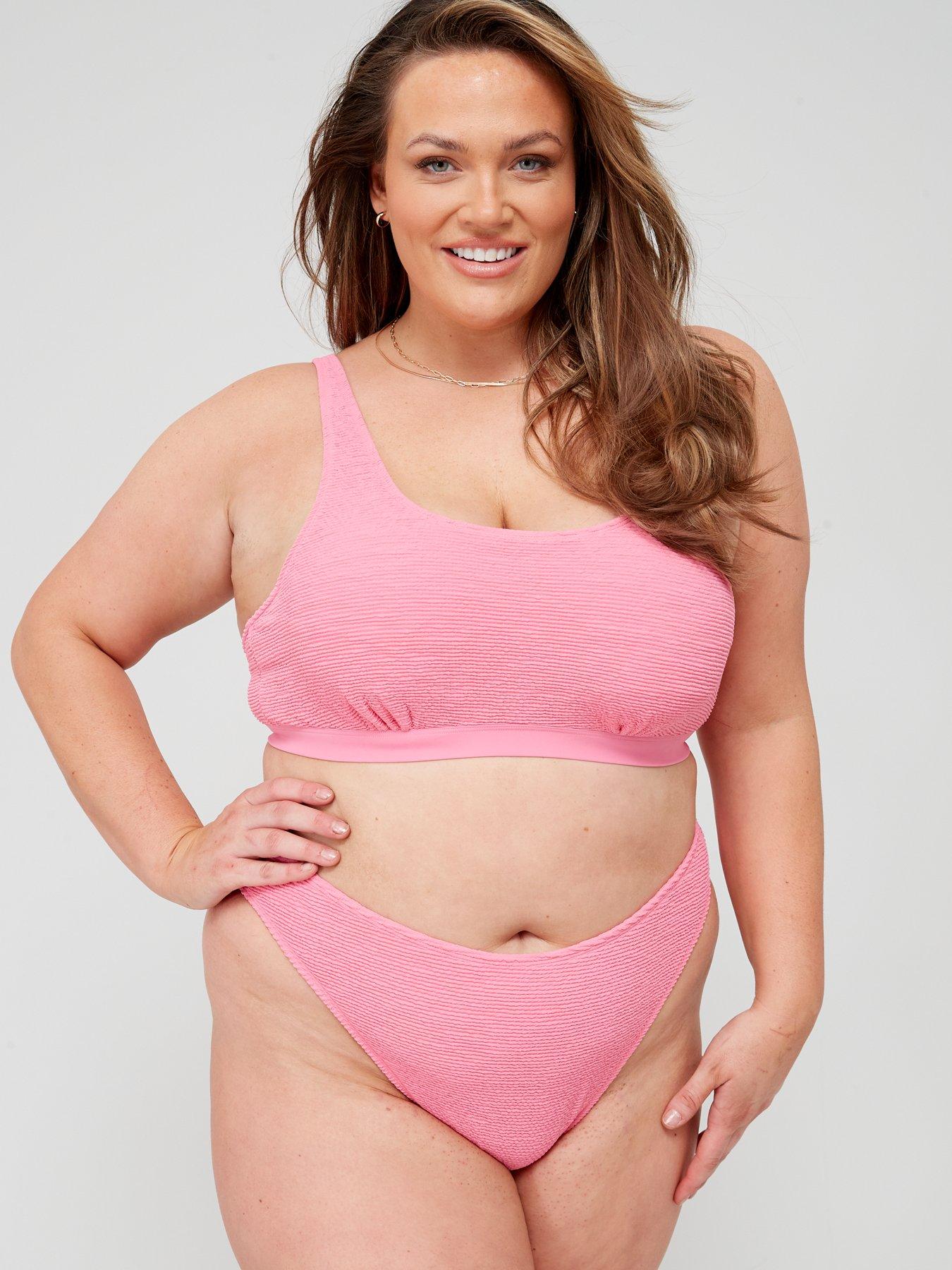 CURVE scrunch high waist bikini bottom in bright pink