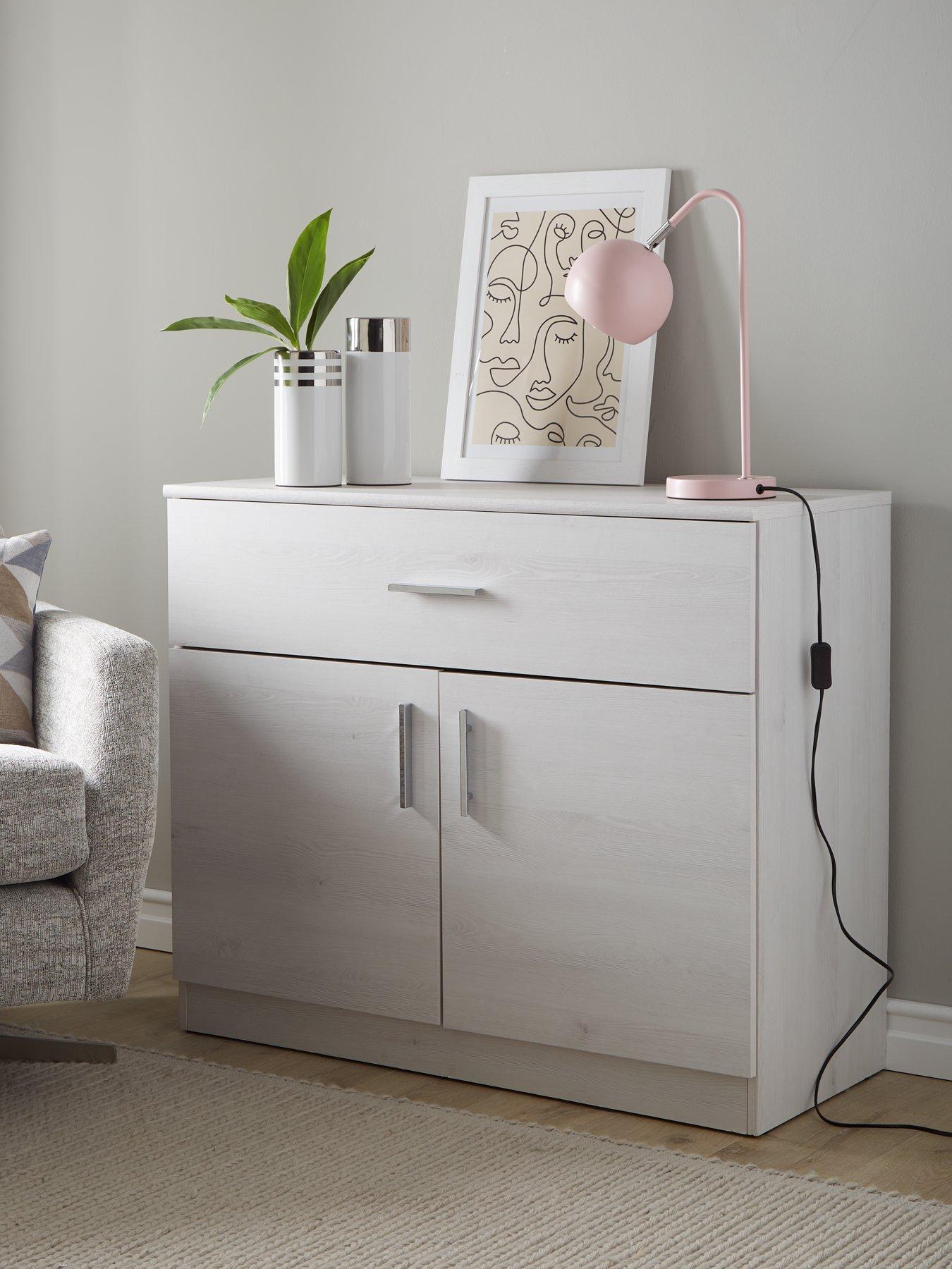 Very Home Panama 2 Door, 1 Drawer Small Sideboard - White Oak - FSC® Certified