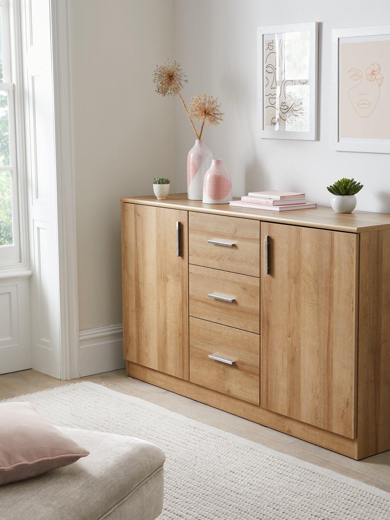 Image 1 of 7 of Very Home Panama 2 Door, 3 Drawer Sideboard - Dark Oak&nbsp;- FSC&reg; Certified