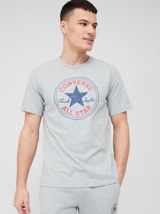 front image of converse-chuck-patch-short-sleeve-tee-grey