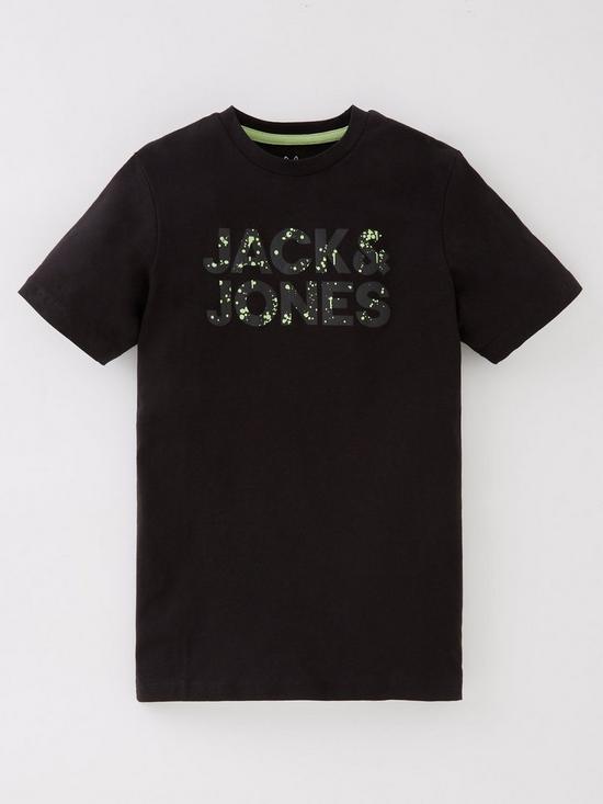 back image of jack-jones-junior-boys-3-pack-neon-pop-short-sleeve-tshirts-navyblackwhite