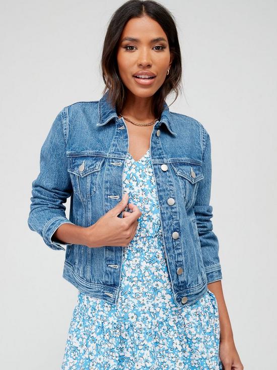 V by Very Authentic Denim Jacket - Mid Wash | littlewoods.com