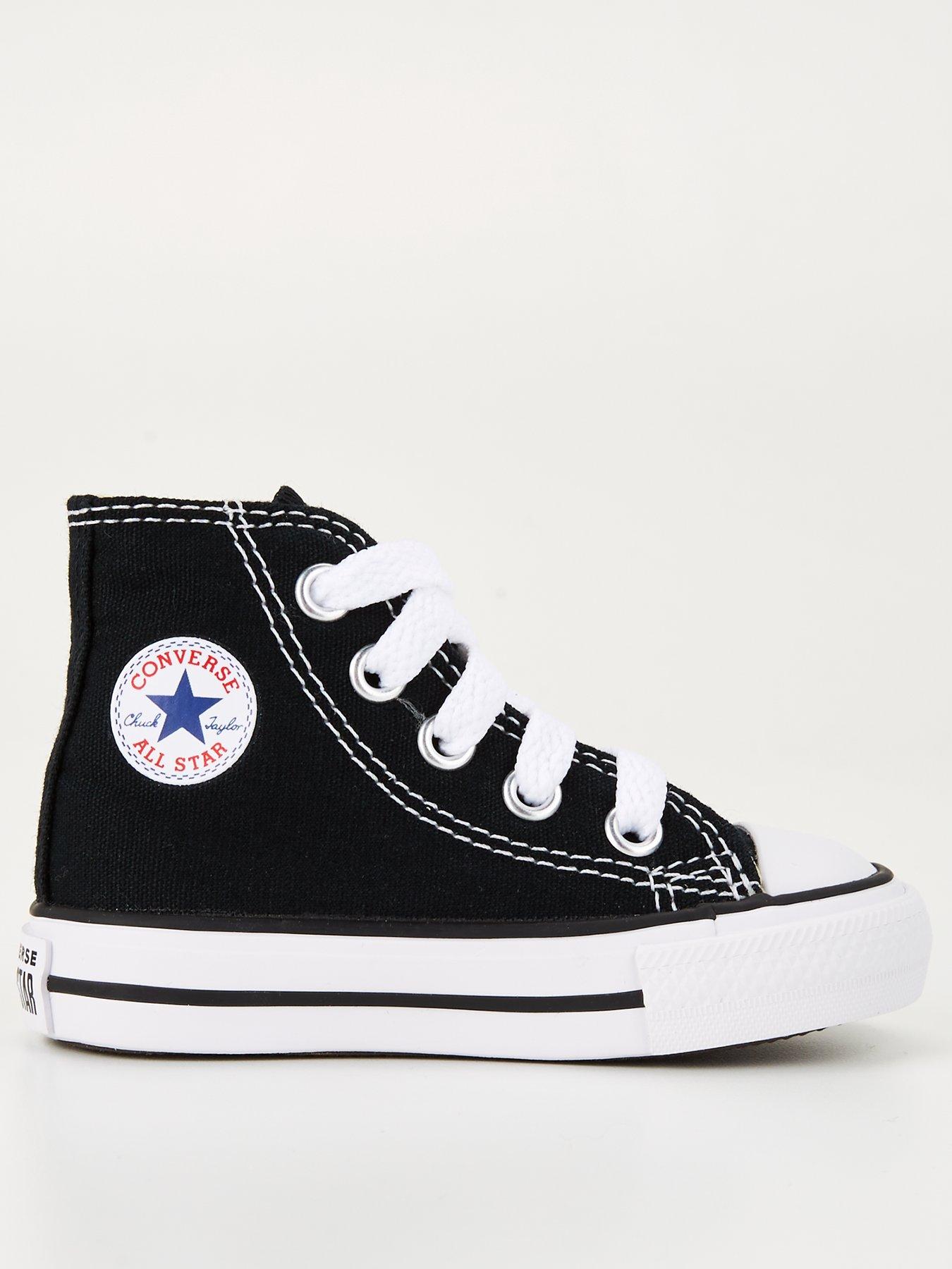 front image of converse-infant-unisex-hi-top-trainers-black