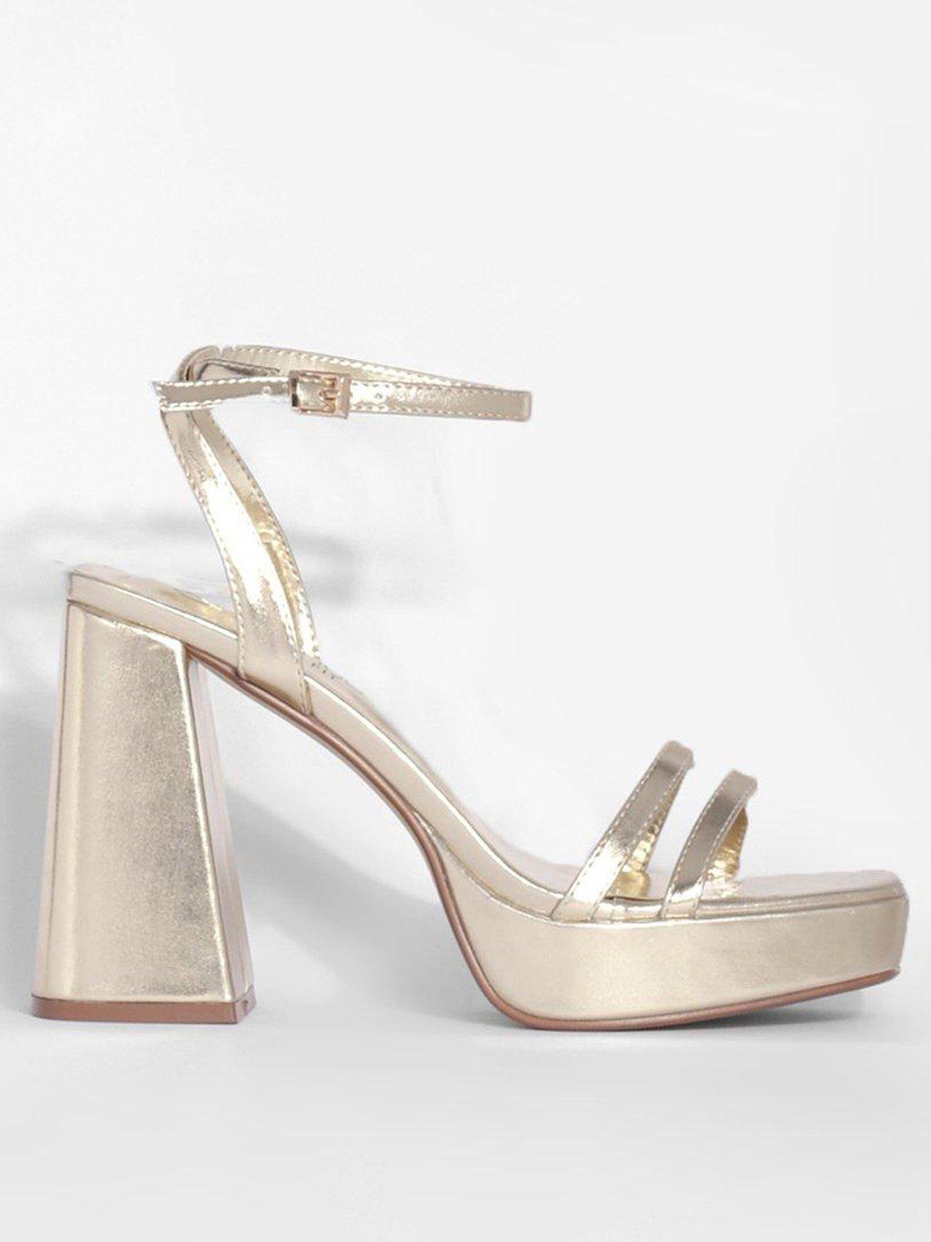 Gold platform heels hot sale wide fit