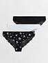  image of new-look-3-pack-black-and-white-floral-lace-back-seamless-briefs