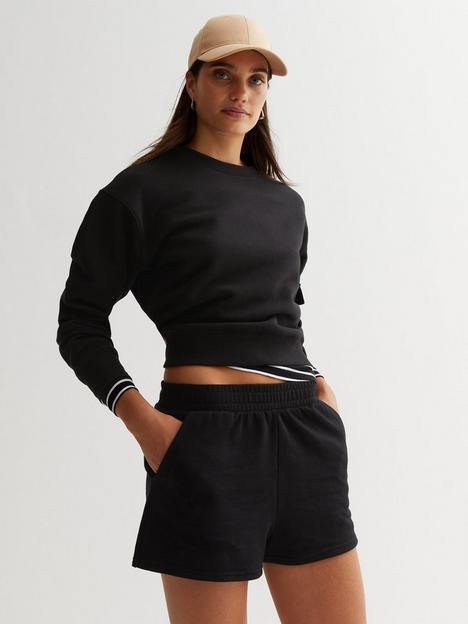 new-look-black-jersey-elasticated-waist-jogger-shorts