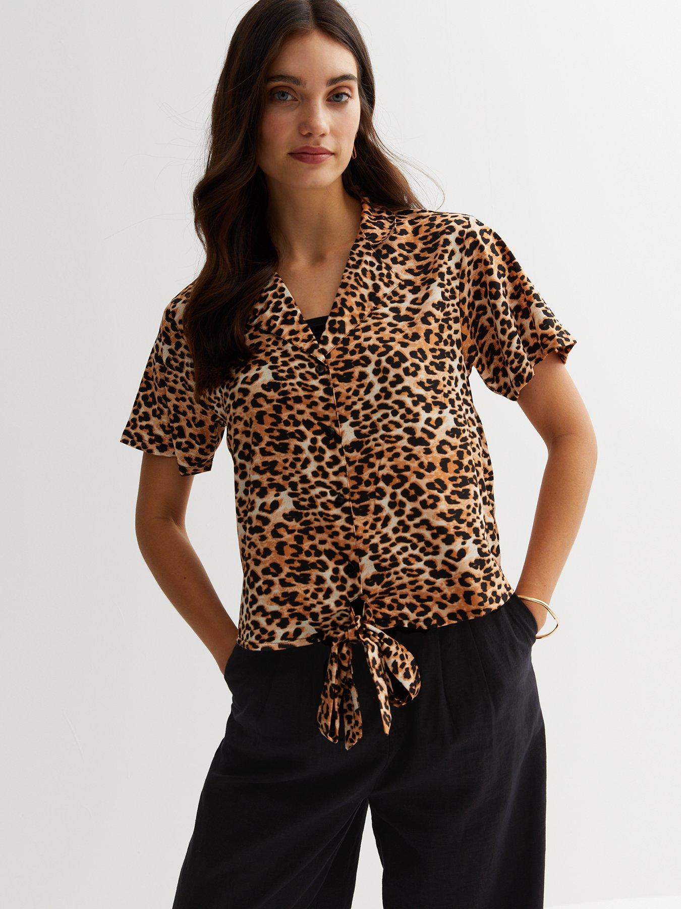 Curves Orange Leopard Print Twist Peplum Top