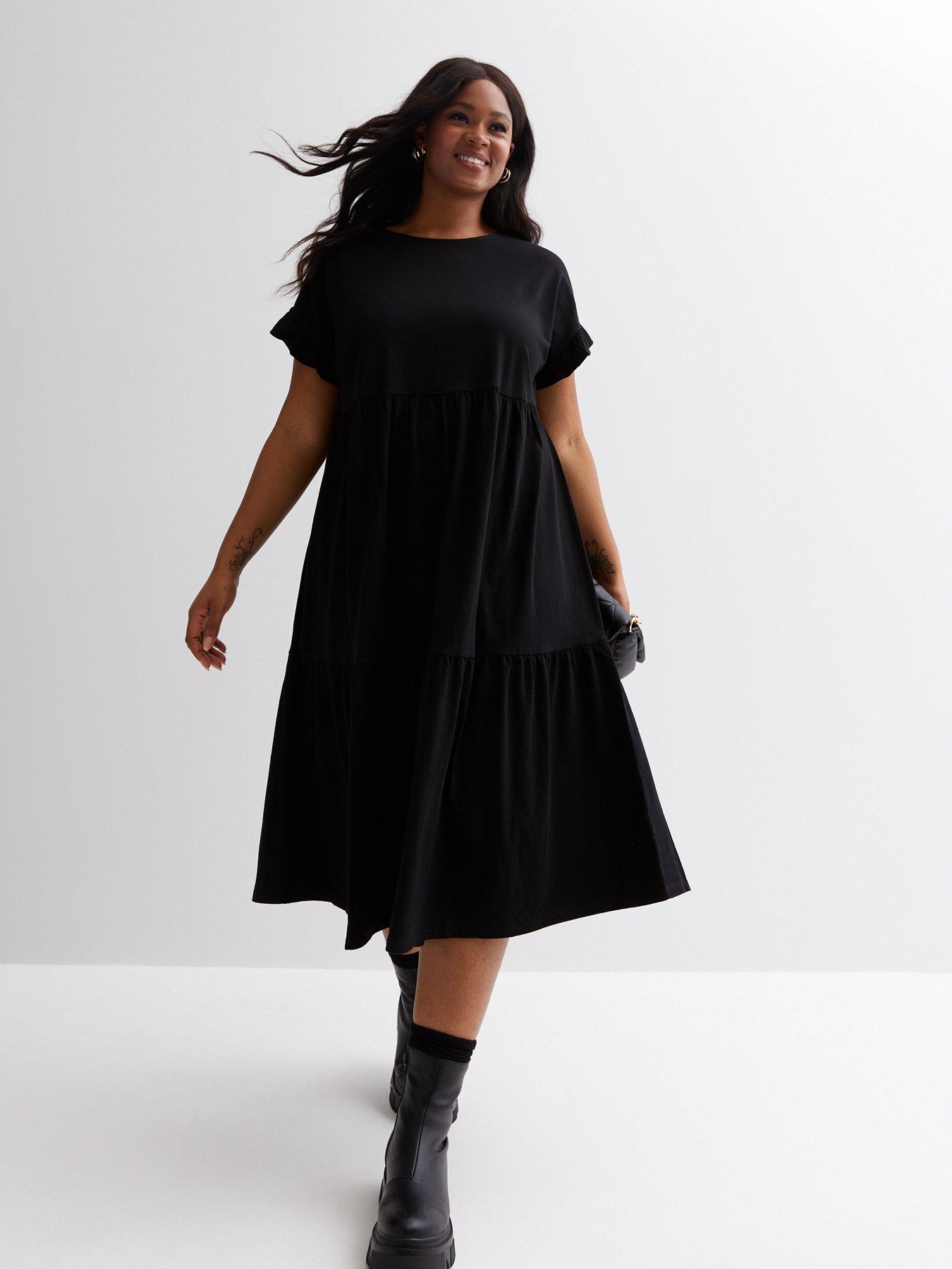 Black frill smock outlet dress