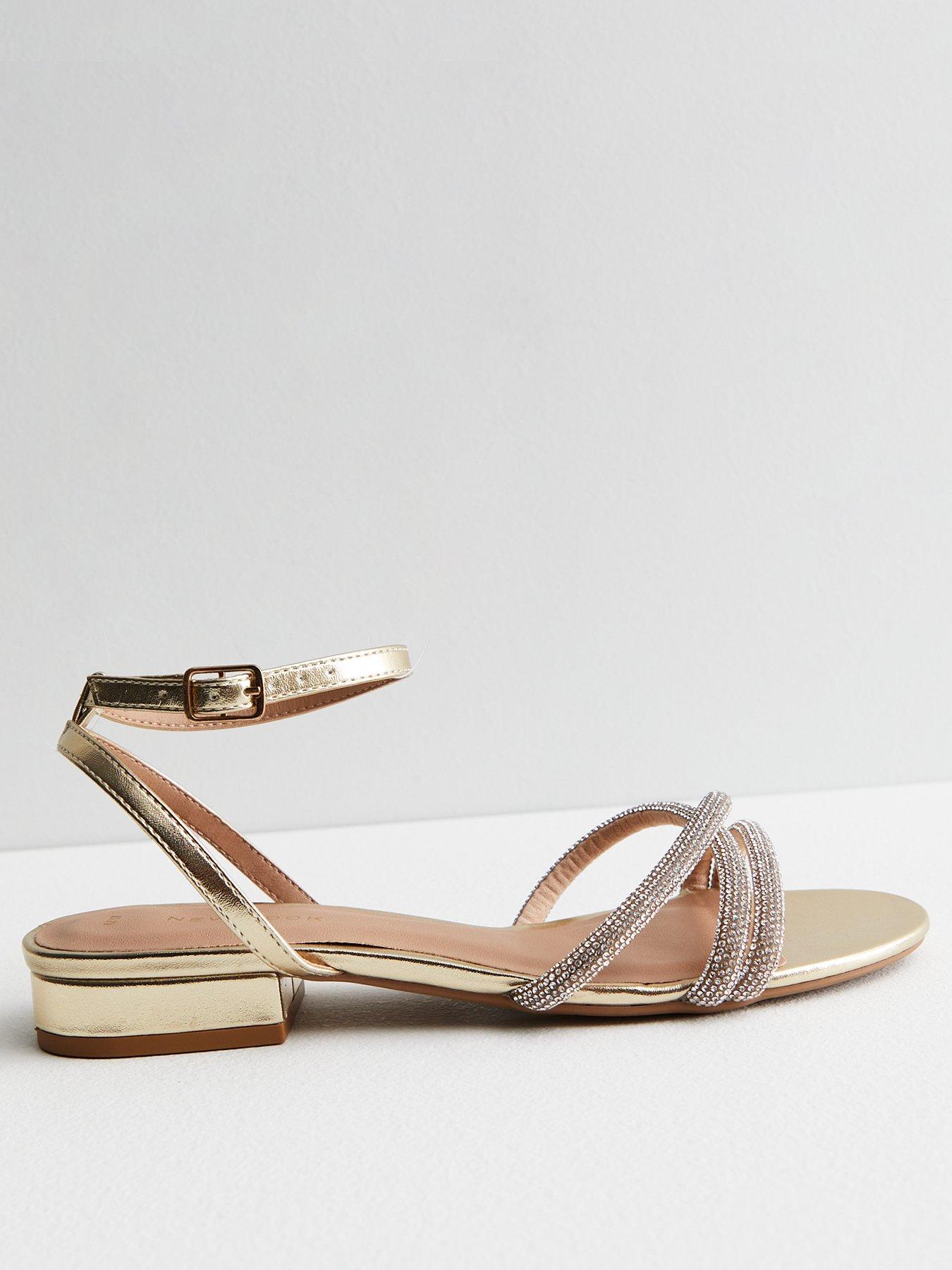 New look gold block heel outlet sandals