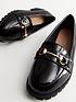  image of new-look-wide-fit-black-patent-metal-trim-chunky-loafers