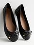  image of new-look-wide-fit-black-quilted-leather-look-bow-ballerina-pumps