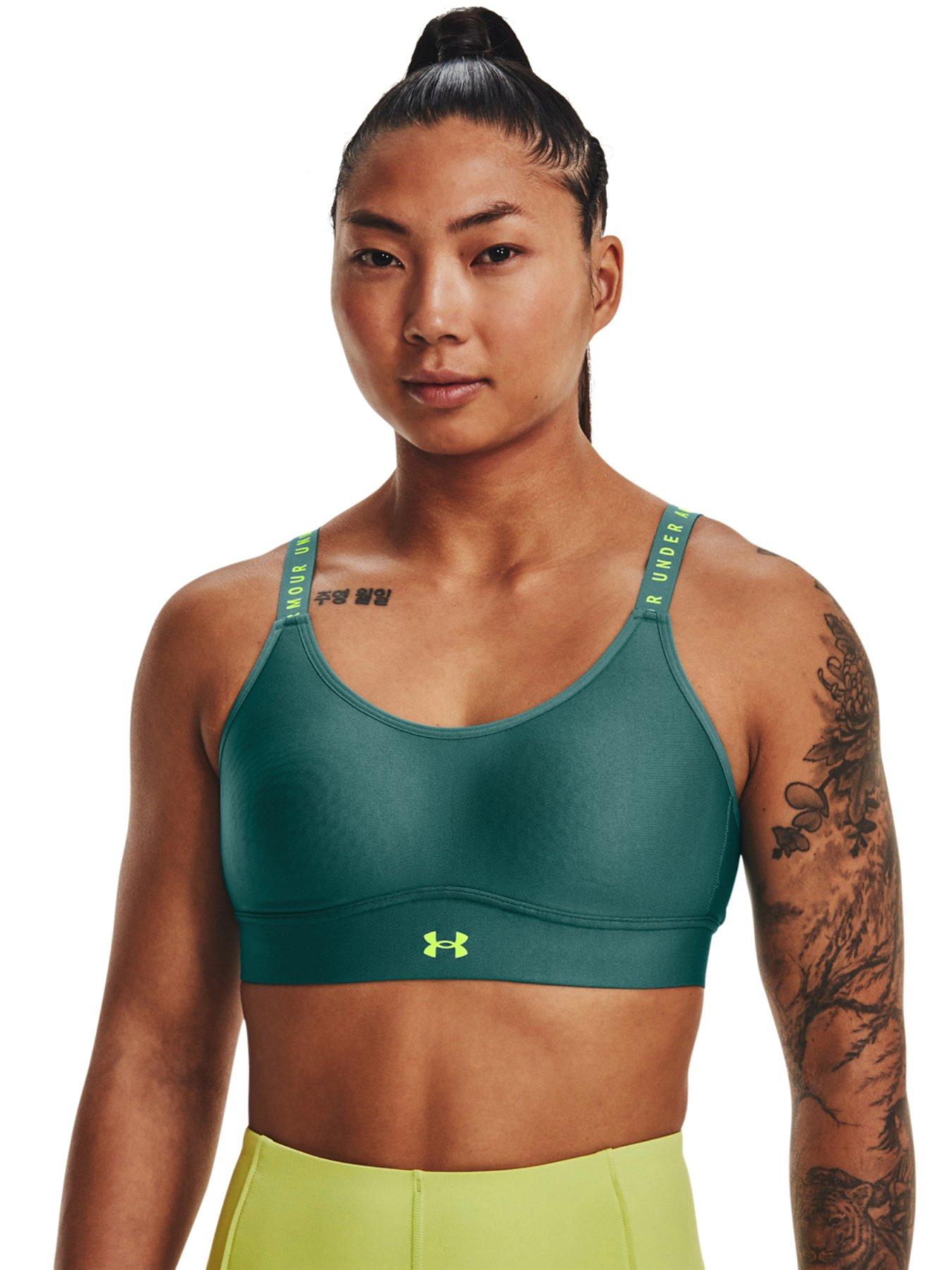 Under Armour Crossback mid support sports bra in green